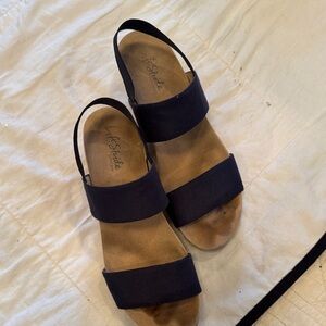 Life Stride Navy Double-Band Slingback Sandals
